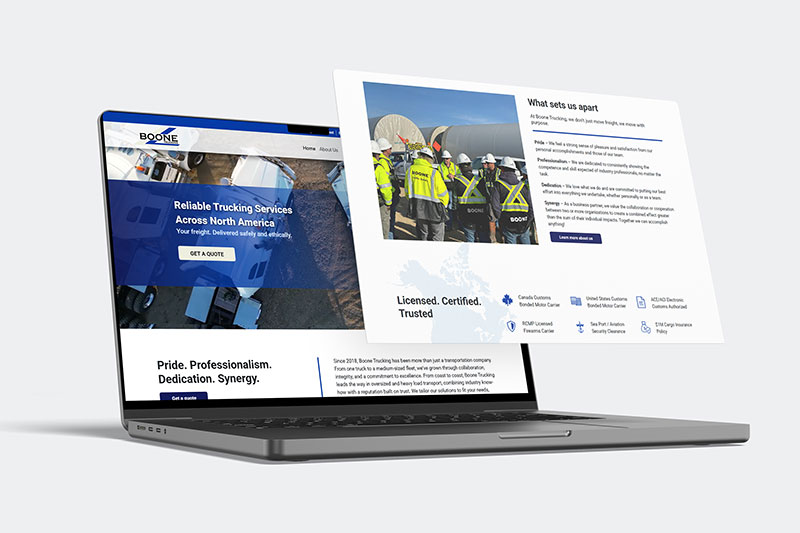 Boone Trucking Custom Website